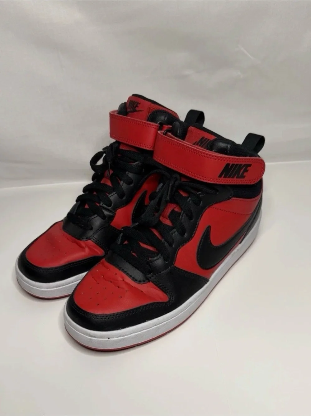 Nike Kids High-Top Sneakers in Red and Black